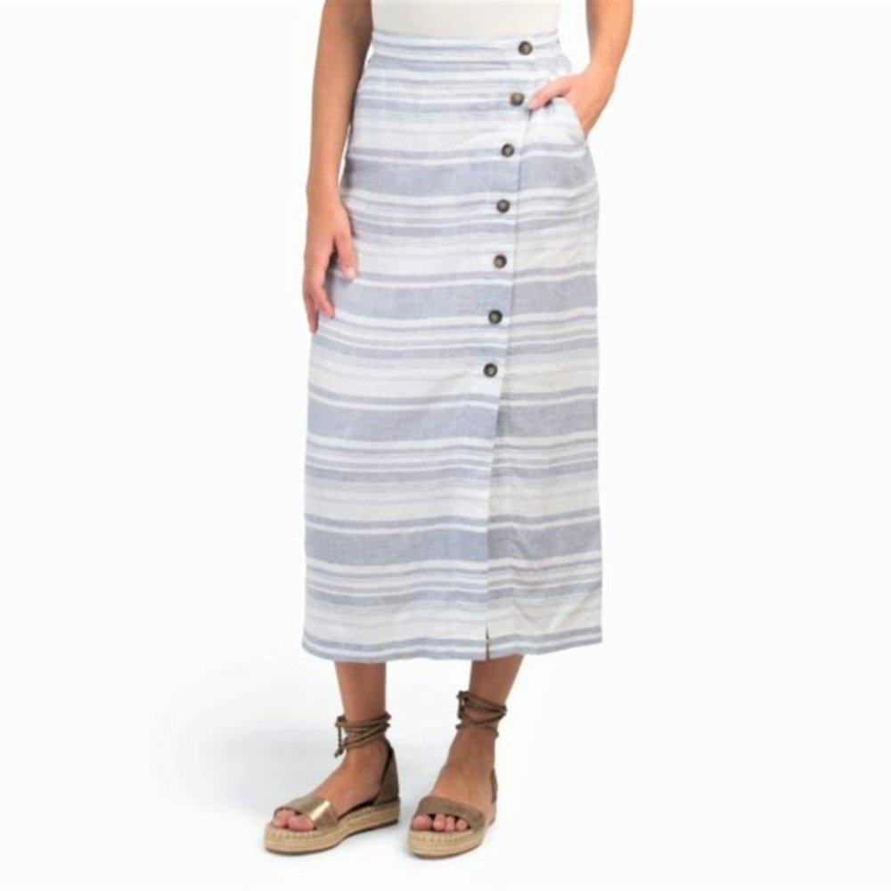 NWT CYNTHIA ROWLEY 100% Linen Yarn Dyed Skirt - Picture 2 of 5